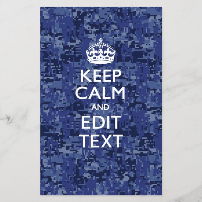 Blue digital camo KEEP CALM AND Edit Text Flyer (Front)