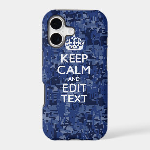 Blue Digital Camo KEEP CALM Your Text