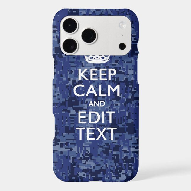 Blue Digital Camo KEEP CALM Your Text (Back)