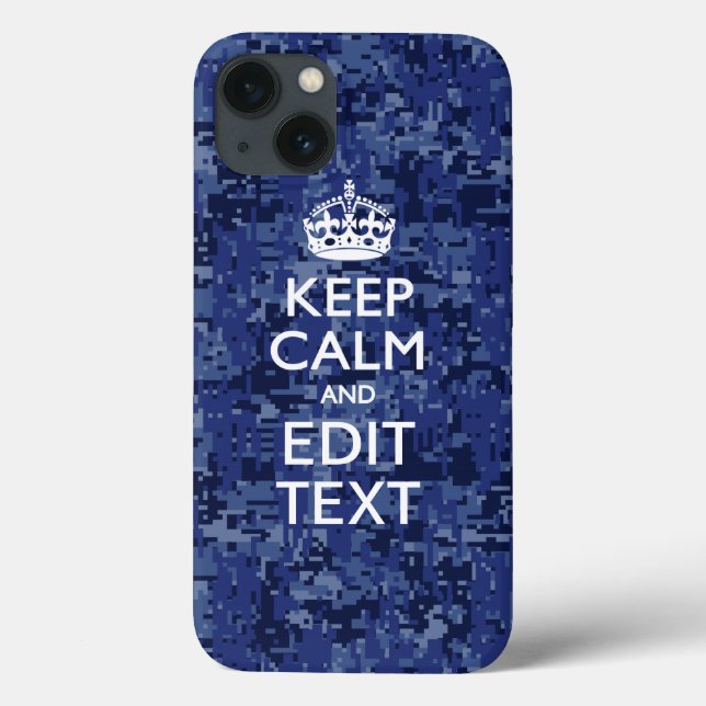 Blue Digital Camo KEEP CALM Your Text Case-Mate iPhone Case (Back)