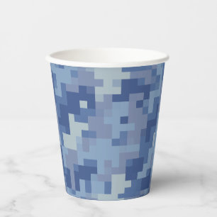 Blue Digital Camouflage Paper Cups