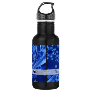 Blue digital snowflake pattern 532 ml water bottle