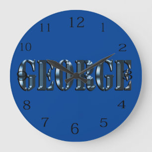 Blue Dimensional George Name Logo, Large Clock