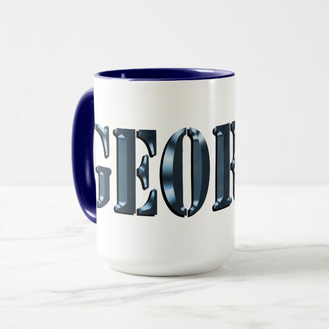 Blue Dimensional George Name Logo,   Mug (Front Left)