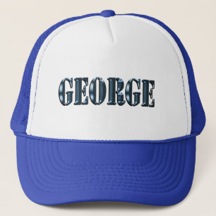 Blue Dimensional George Name Logo, Trucker Hat