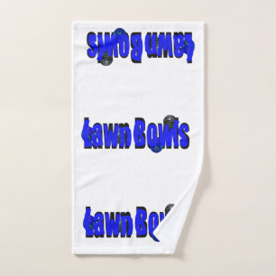 Blue Dimensional Lawn Bowls Word, Hand Towel