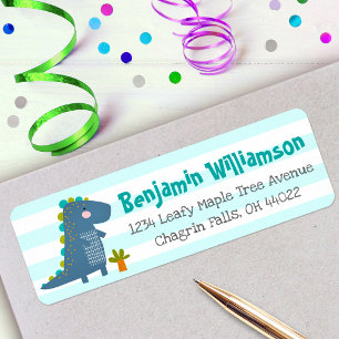 Blue Dino Boy Preschool Kindergarten Grad Address