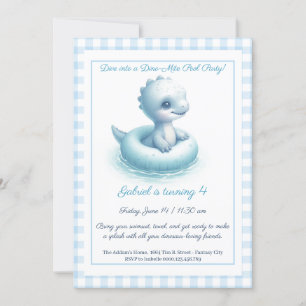 Blue Dino Pool Party – Birthday Invitation