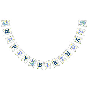 Blue Dinosaur Add Age Birthday Dino Party Bunting