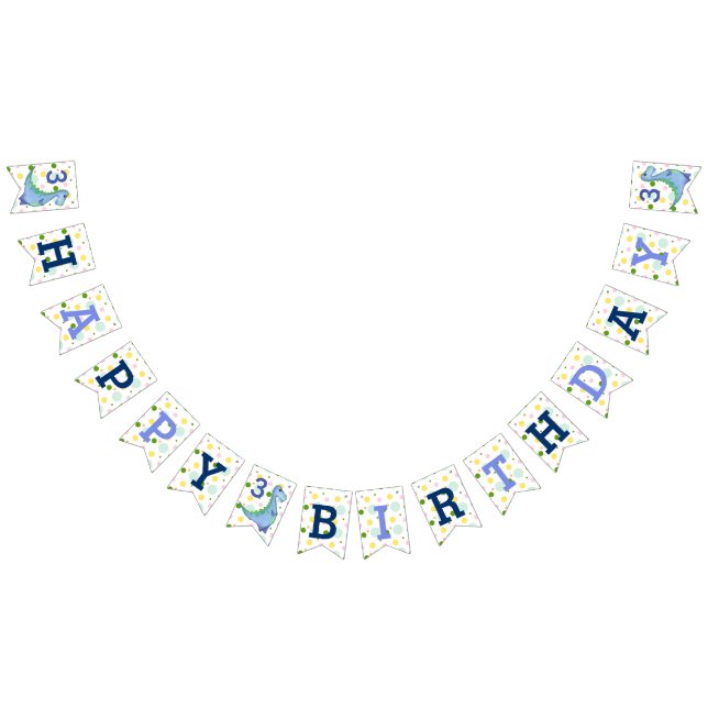 Blue Dinosaur Add Age Birthday Dino Party Bunting (All)
