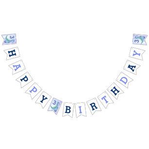 Blue Dinosaur Add Age Birthday Dino Party Bunting