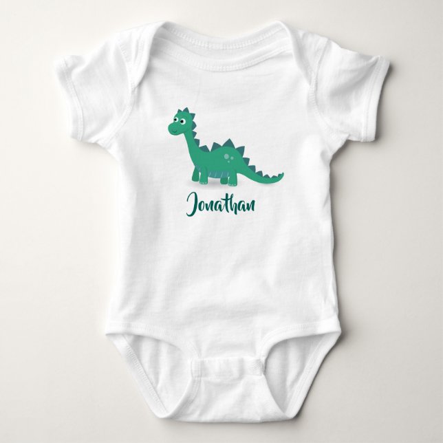 Blue dinosaur baby suit. bodysuit (Front)