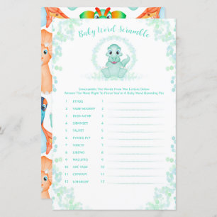 Blue Dinosaur Baby Word Scramble Baby Shower Game
