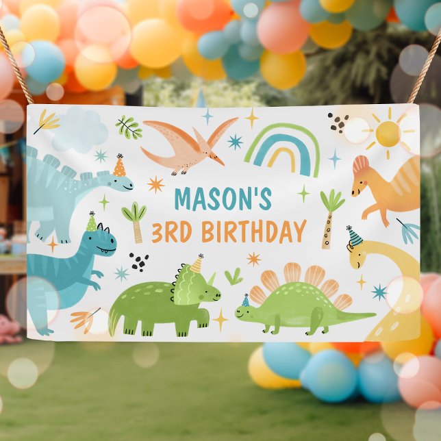 Blue Dinosaur Birthday Party  Banner (Creator Uploaded)