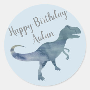 Blue Dinosaur Birthday Party Stickers