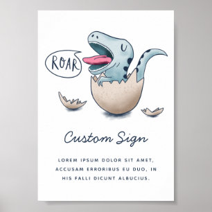 Blue Dinosaur Boy Baby Shower Sign