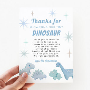 Blue Dinosaur Boy Baby Shower  Thank You Card