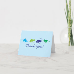 Blue Dinosaur Cute Kid's Thank You Stationary Card