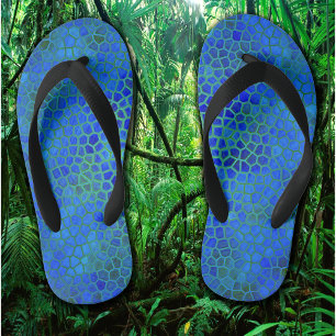 Blue Dinosaur Hide Pair of Flip Flops