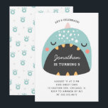 Blue dinosaur. Kids funny dino. Baby boy birthday Invitation<br><div class="desc">Blue dino boy birthday party invitation.</div>