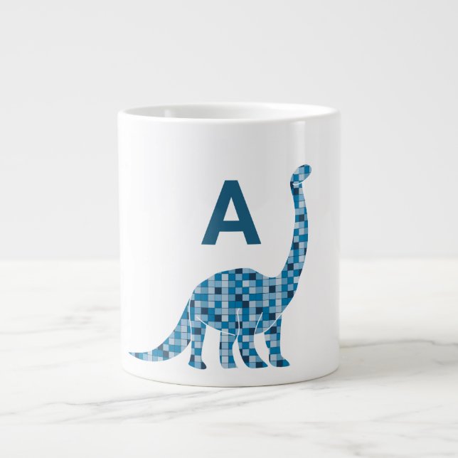Blue Dinosaur Monogram Large Coffee Mug (Front)