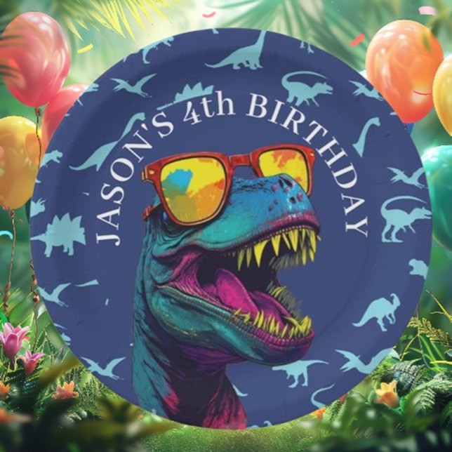 Blue dinosaur paper plate (Throw an unforgettable dinosaur-themed party with our blue love dinosaur decorations!)