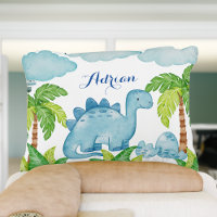 Blue dinosaur personalised baby name pillow