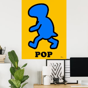 Blue Dinosaur Pop Art Poster – Cartoon Prehistoric