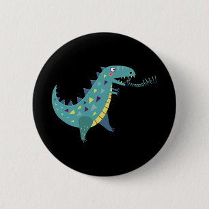 Blue Dinosaur T Rex Ba  6 Cm Round Badge