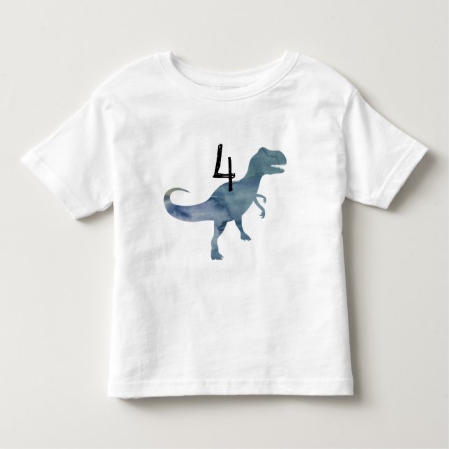 Blue Dinosaur Trex Four Birthday T-shirt (Front)