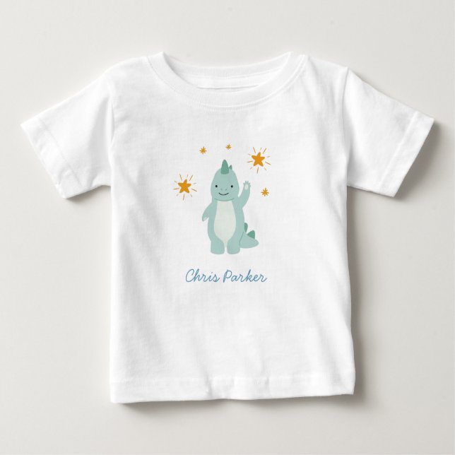 Blue Dinosaur Twinkle Star Boy  Baby T-Shirt (Front)