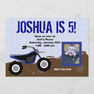 Blue Dirt Bike Birthday Invitation