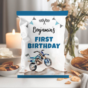 Blue Dirt Bike Boy Birthday Chip Bag Wrapper