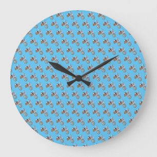 Blue Dirt Motor Bikes, Large Clock