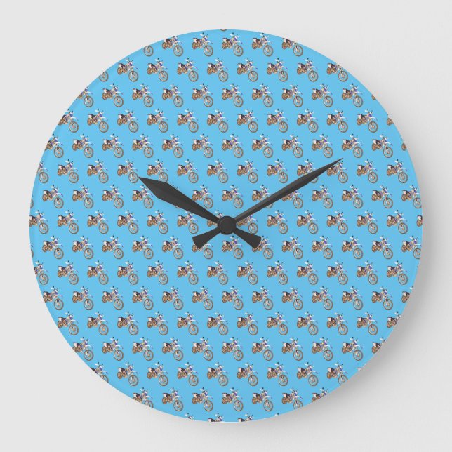 Blue Dirt Motor Bikes,   Large Clock (Front)