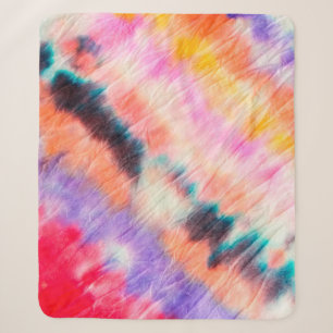 Blue Dirty Art Painting. Tie Dye Texture. Purple B Sherpa Blanket