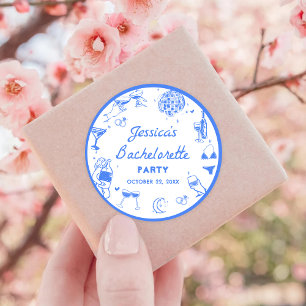 Blue Disco Cocktail Bachelorette Party Classic Round Sticker