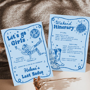 Blue Disco Rodeo Cowgirl Bachelorette Weekend Invitation