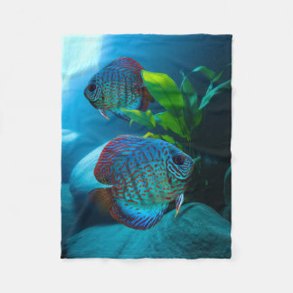 Blue Discus Fish Aquarium Fish Tank Art Fleece Blanket