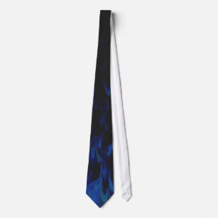 Blue Distorted Fire Digital Art Tie