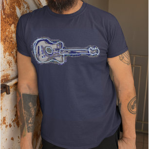blue distressed guitar image T-Shirt