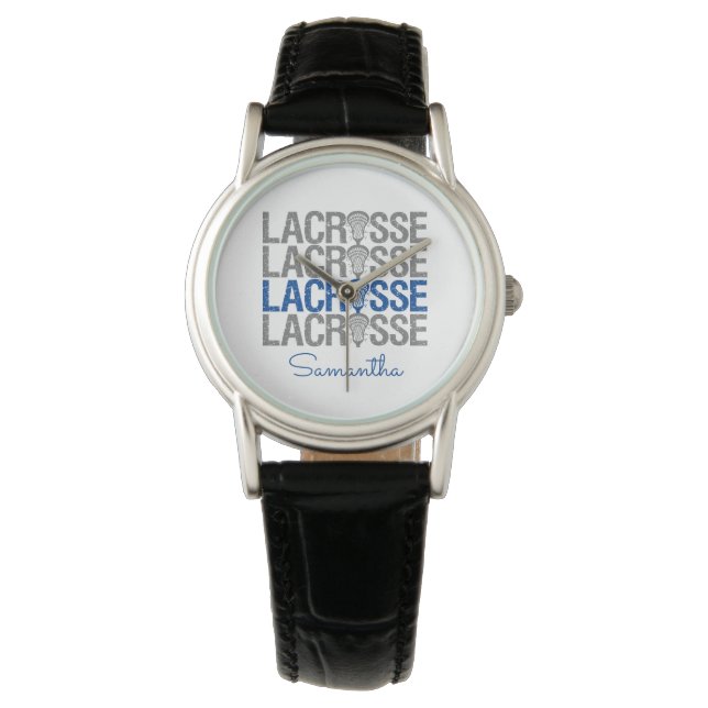 Blue Distressed Lacrosse Word Watch (Front)