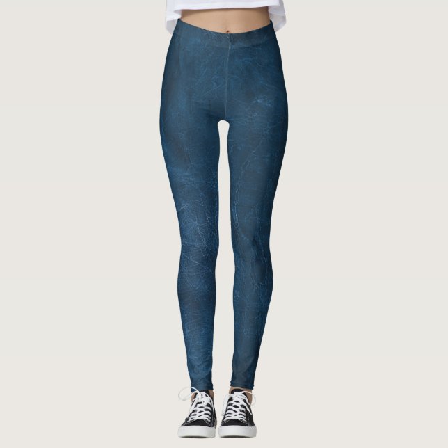 Blue Distressed Leather Leggings (Front)