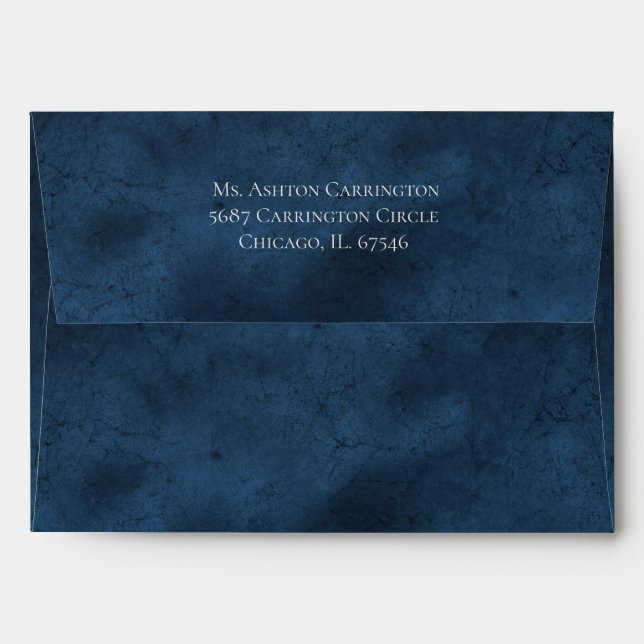 Blue Distressed Self Addressed Wedding Envelope (Back (Top Flap))