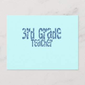 Blue Distressed Text 3rd Grade Teacher Postcard