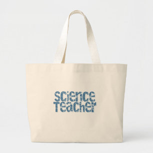 Blue Distressed Text Science Teacher Large Tote Bag