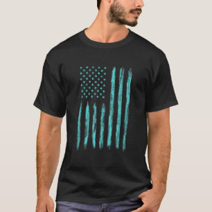 Blue Distressed US American Flag Patriotic For Men T-Shirt
