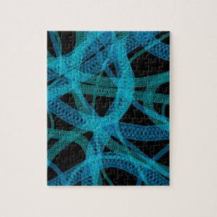 Blue DNA Strands Science Abstract Pattern Jigsaw Puzzle