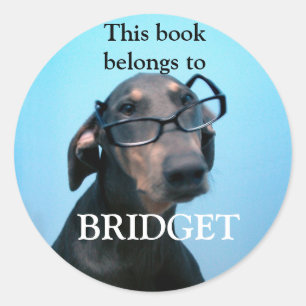 Blue Doberman book stickers