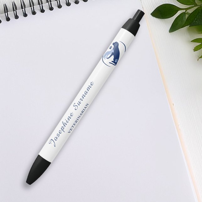 Blue Dog And Cat Logo Custom Veterinarian Vet Tech Black Ink Pen (Creator Uploaded)